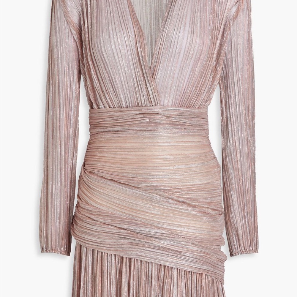 Maje Shimmering Blush Long Sleeve Dress